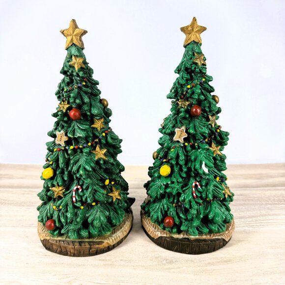 Publix Christmas Tree Figurines Pair Ceramic Holiday Decor - Picture 1 of 9